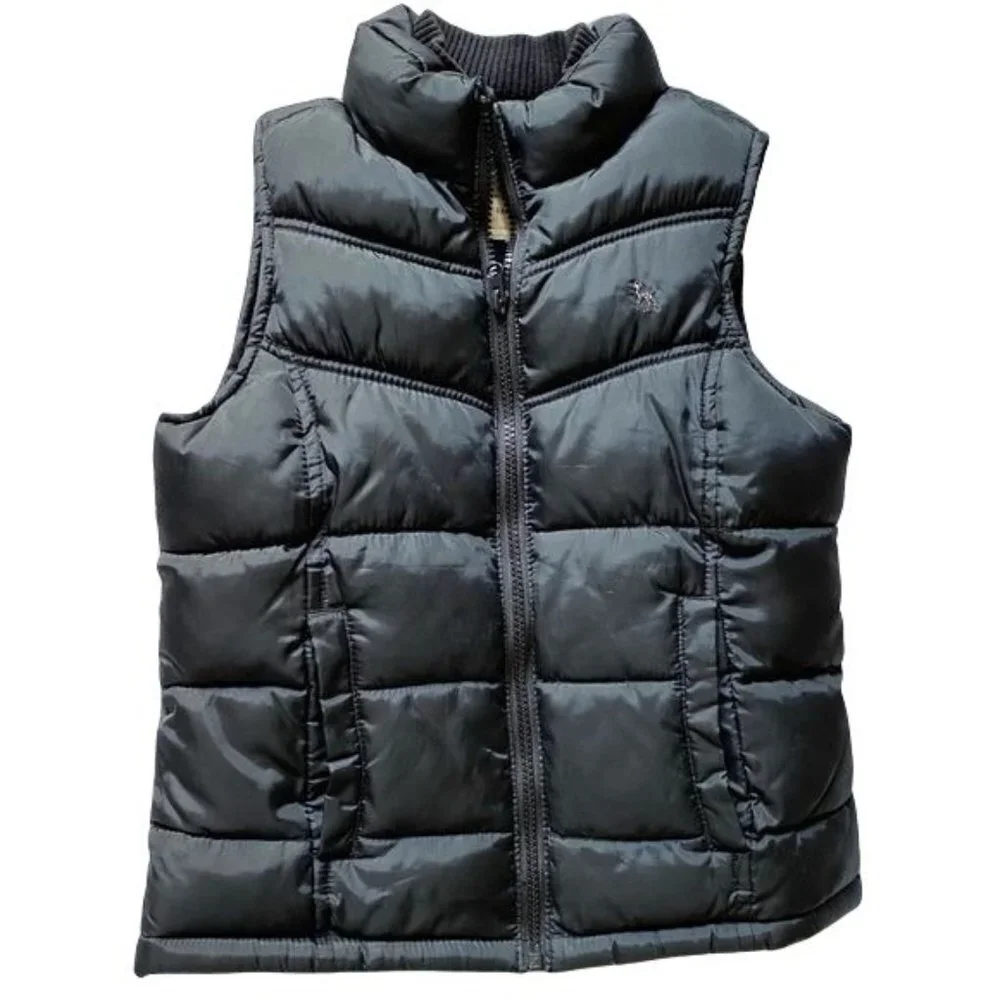 Old Navy Black Full Zip Puffer Vest with Pockets Youth Medium